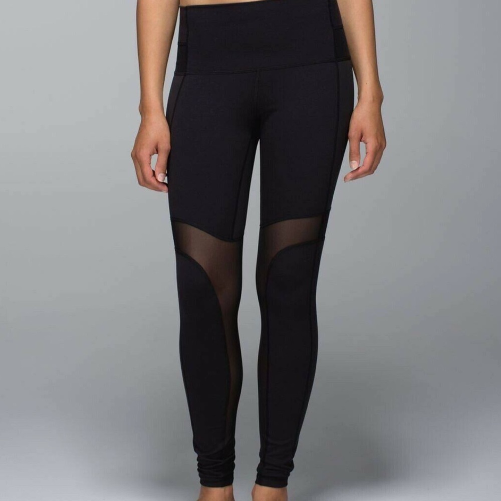 Lululemon - ‘Breathe Easy’ Black Mesh Leggings